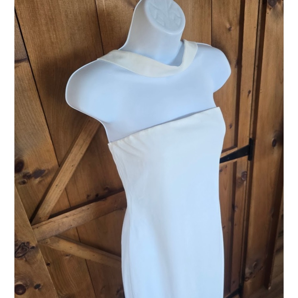 HTZMO Halter Maxi Dress Women Medium White Column Minimalist Sleek Old Money - Picture 2 of 13